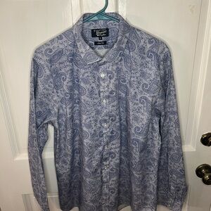 Men’s Original Penguin Blue Paisley Dress Shirt. 16 inch collar